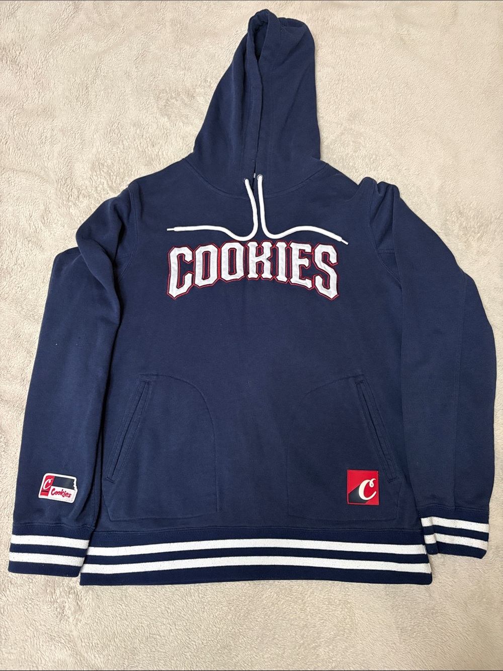 Cookies Navy Pullover Hoodie with Script Logo